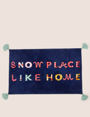 

M&S Collection Snow Place Like Home Slogan Bath Mat - Navy Mix, Navy Mix