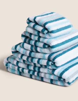 

M&S Collection Pure Cotton Striped Towel - Light Duck Egg, Light Duck Egg