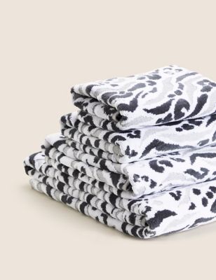 

M&S Collection Cotton Rich Leopard and Zebra Shimmer Towel - Grey Mix, Grey Mix