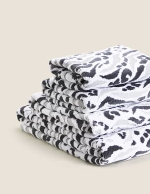 

M&S Collection Schimmerndes Handtuch mit hohem Baumwollanteil und Leoparden- und Zebramuster - Grey Mix, Grey Mix