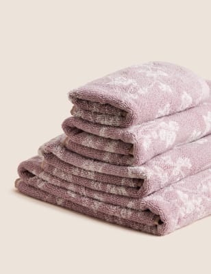 

M&S Collection Super Soft Pure Cotton Floral Jacquard Towel - Mauve, Mauve