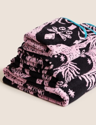 

M&S Collection Toalla 100% algodón de jacquard con diseño de leopardo - Light Pink Mix, Light Pink Mix