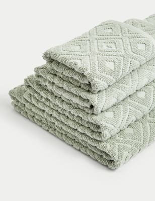 

M&S Collection Pure Cotton Geometric Towel - Sage, Sage