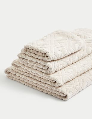 

M&S Collection Pure Cotton Geometric Towel - Natural, Natural