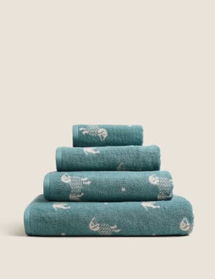 

M&S Collection Pure Cotton Sausage Dog Towel - Green Mix, Green Mix