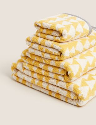 

M&S Collection Pure Cotton Geometric Towel - Ochre, Ochre