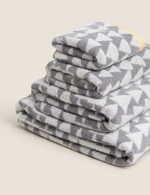 

M&S Collection Pure Cotton Geometric Towel - Grey, Grey