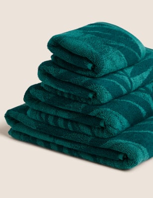 Green print best sale bath towels