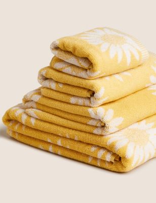 

M&S Collection Pure Cotton Daisy Towel - Ochre, Ochre