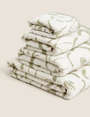 

M&S Collection Pure Cotton Floral Towel - Khaki Mix, Khaki Mix