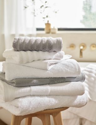 Pure Cotton Zebra Textured Towel - White