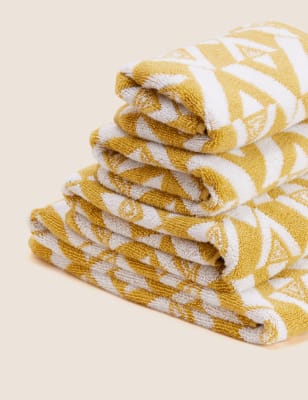 

M&S Collection Pure Cotton Geometric Towel - Ochre, Ochre