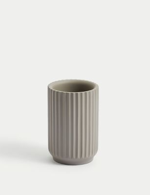 M&S Ribbed Resin Tumbler - Putty, Putty