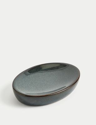 M&S Ceramic Glazed Soap Dish - Blue, Blue