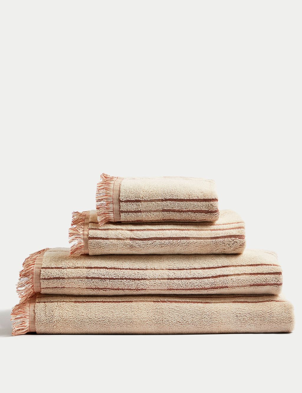Pure Cotton Striped Fringed Towel image 3