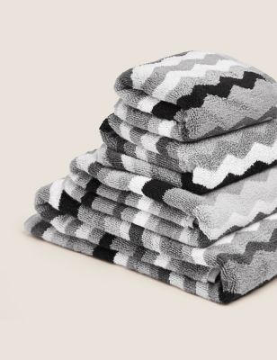 

M&S Collection Pure Cotton Zig Zag Towel - Grey Mix, Grey Mix