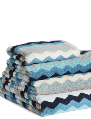 

M&S Collection Pure Cotton Zig Zag Towel - Teal Mix, Teal Mix