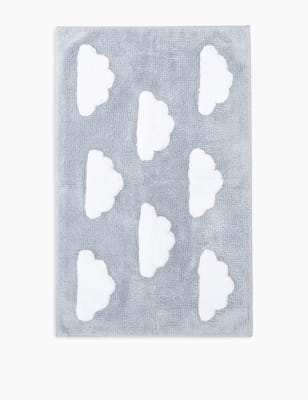 Tapis de bain en coton &agrave; motif nuages