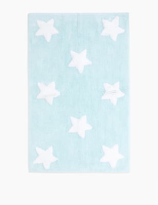 Tapis de bain en coton &agrave; motif &eacute;toiles