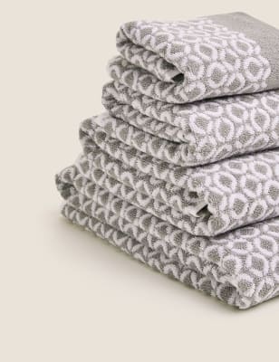 

M&S Collection Handtuch aus reiner Baumwolle mit Kettengliedern - Grey, Grey