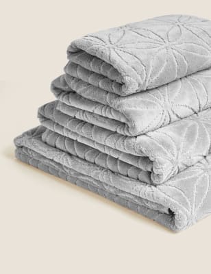 

M&S Collection Cotton Rich Repeat Shimmer Towel - Silver Grey, Silver Grey