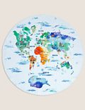Pure Cotton Map of the World Round Towel