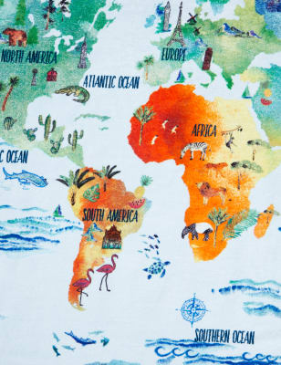 

Toalla redonda 100% algodón del mapa del mundo - Mezcla De Tonos Azules, Mezcla De Tonos Azules