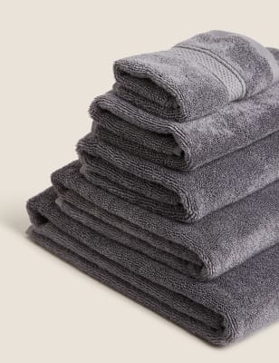 

M&S Collection Toalla de algodón y seda suave premium con modal - Charcoal, Charcoal