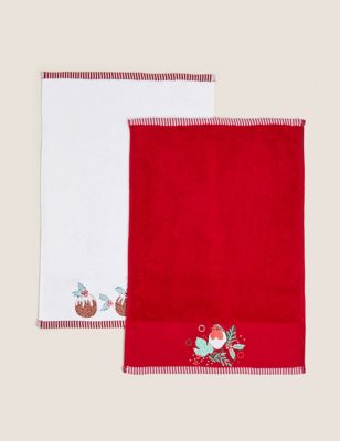 

Set of 2 Christmas Pudding Towels - Red Mix, Red Mix