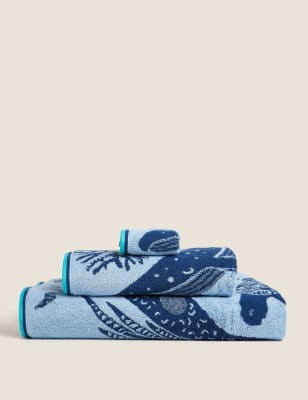 

Handtuch aus reiner Baumwolle mit Meeresmotiv - Blue Mix, Blue Mix