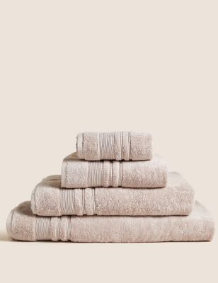 M&S Super Plush Pure Cotton Towel - EXL - Mauve, Mauve,Duck Egg,Forest Green,Cream