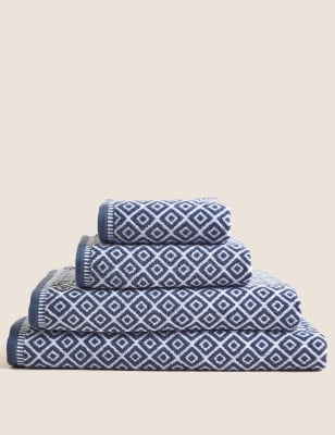 

M&S Collection Super Soft Pure Cotton Geometric Towel - Petrol, Petrol