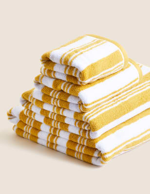 

M&S Collection Super Soft Pure Cotton Striped Towel - Ochre, Ochre