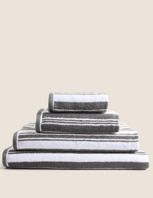 

M&S Collection Super Soft Pure Cotton Striped Towel - Charcoal, Charcoal