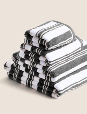 

M&S Collection Super Soft Pure Cotton Striped Towel - Charcoal, Charcoal