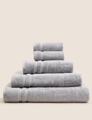 M&S Ultra Deluxe Cotton Rich Towel with Lyocell - HAND - Silver Grey, Silver Grey,Stone,White,Charco