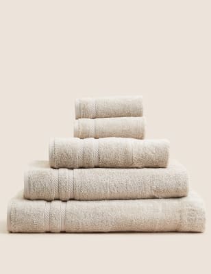 M&S Ultra Deluxe Cotton Rich Towel with Lyocell - HAND - Stone, Stone,Charcoal,Silver Grey