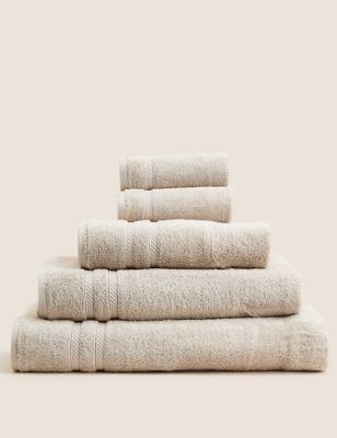 M&S Ultra Deluxe Cotton Rich Towel with Lyocell - HAND - Stone, Stone,White,Charcoal
