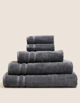 M&S Ultra Deluxe Cotton Rich Towel with Lyocell - BATH - Charcoal, Charcoal,Silver Grey