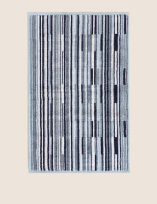 

Pure Cotton Striped Bath Mat - Chambray Mix, Chambray Mix