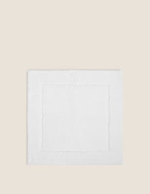 

M&S Collection Alfombrilla para baño supersuave, de secado rápido y de diseño cuadrado - Blanco, Blanco