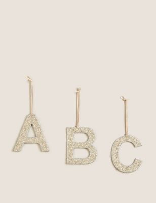 

Silver Beaded Hanging Letter Decoration, Silver