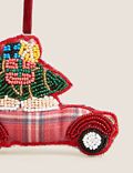 Décoration pour sapin de Noël en forme de voiture à motif écossais