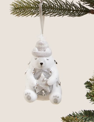 

Hanging Polar Bear Decoration - White, White