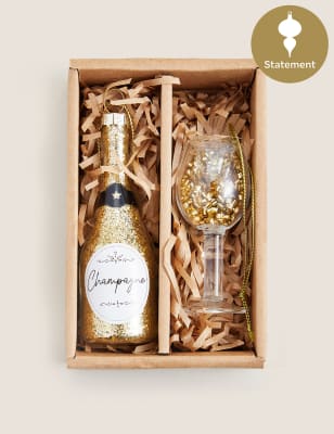 

2er-Pack goldfarbene Champagner-Baumdekorationen, Gold