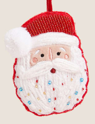 

Applique Hanging Santa Face Decoration - Red, Red