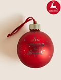 Svítící vánoční koule s&nbsp;nápisem „Merry & Bright“