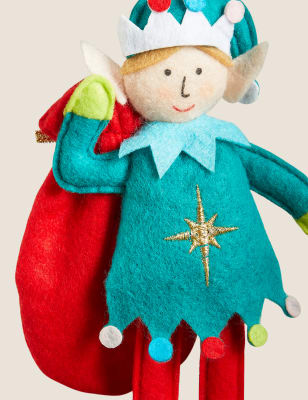 

Hanging Felt Elf Decoration - Red, Red