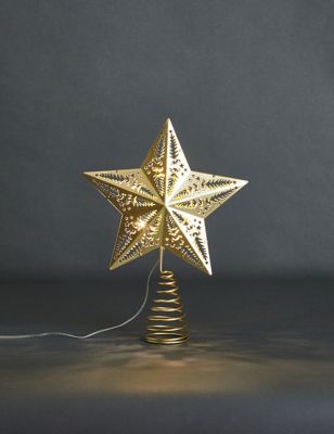 

M&S Collection Gold Light Up Star Tree Topper, Gold