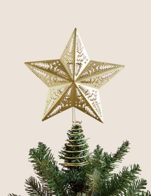 M&S Gold Light Up Star Tree Topper, Gold